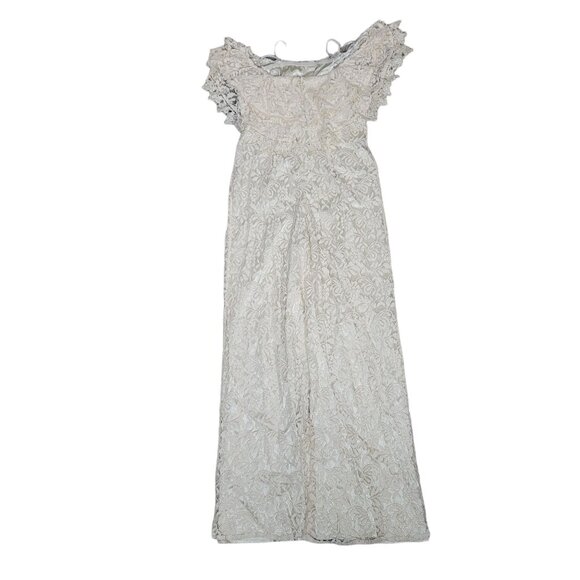 Lulus NWT waiting for forever cream Lace Off-The-Shoulder Jumpsuit Medium - Picture 8 of 8